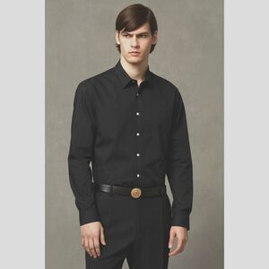 Vintage V2 By VERSACE Black 100% Cotton Button Up Shirt Top   Mens Size XL